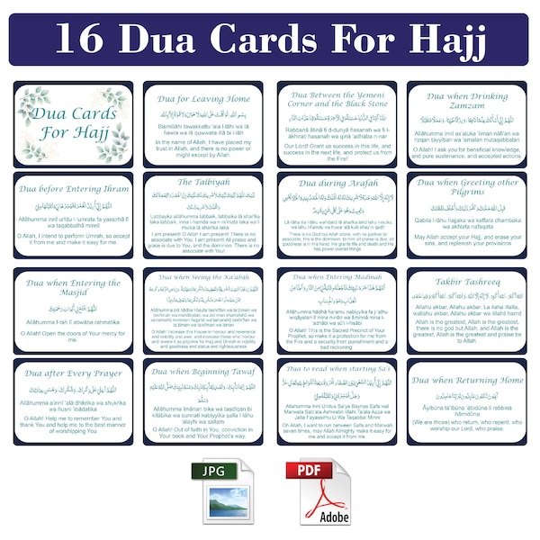 Hajj Dua Printables: Instant Download - 9 Zil Hajj Duas, Arafat Prayers, Pilgrim's Blessing