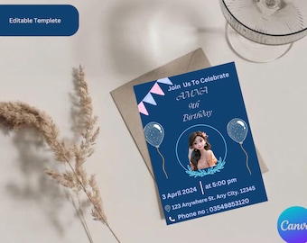 Editable Canva Birthday Invitation Cards - Customizable Templates for Any Celebration BP005O