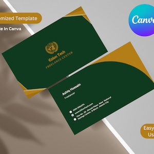 Bewerkbaar canva-visitekaartje - aanpasbare sjabloon voor digitaal visitekaartje VC001O