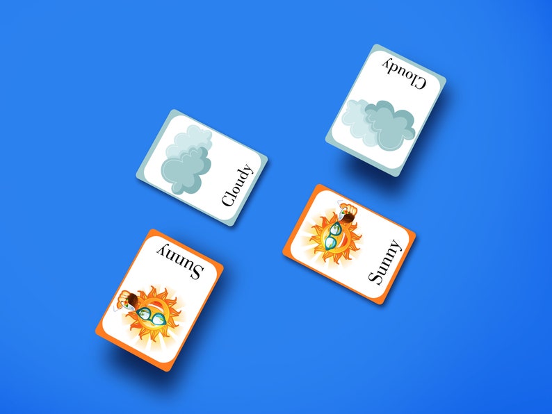 Weather Flashcards, Kids Learning Cards, Printable Educational Game ...