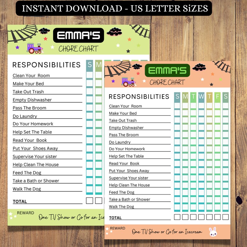 Editable Allowance Chart for Kids Allowance Tracker Editable Chore