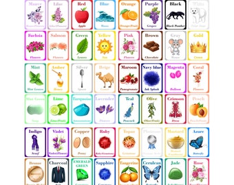Color Flash Cards for Kids – Educational Printable (JPG & PDF Downloadable A4 Size Cards)