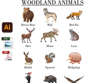 Woodland Animal Kids Poster | Nursery Room Decor  | Kids Poster PDF Printable JPG Instant Download