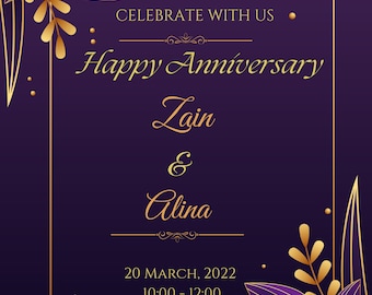 Elegant Floral Anniversary Invitation | Editable Canva Template