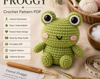 Frog Crochet Pattern PDF | Cute Frog Amigurumi Pattern | Beginner Crochet Plush Tutorial | Forest Frog | Instant Download
