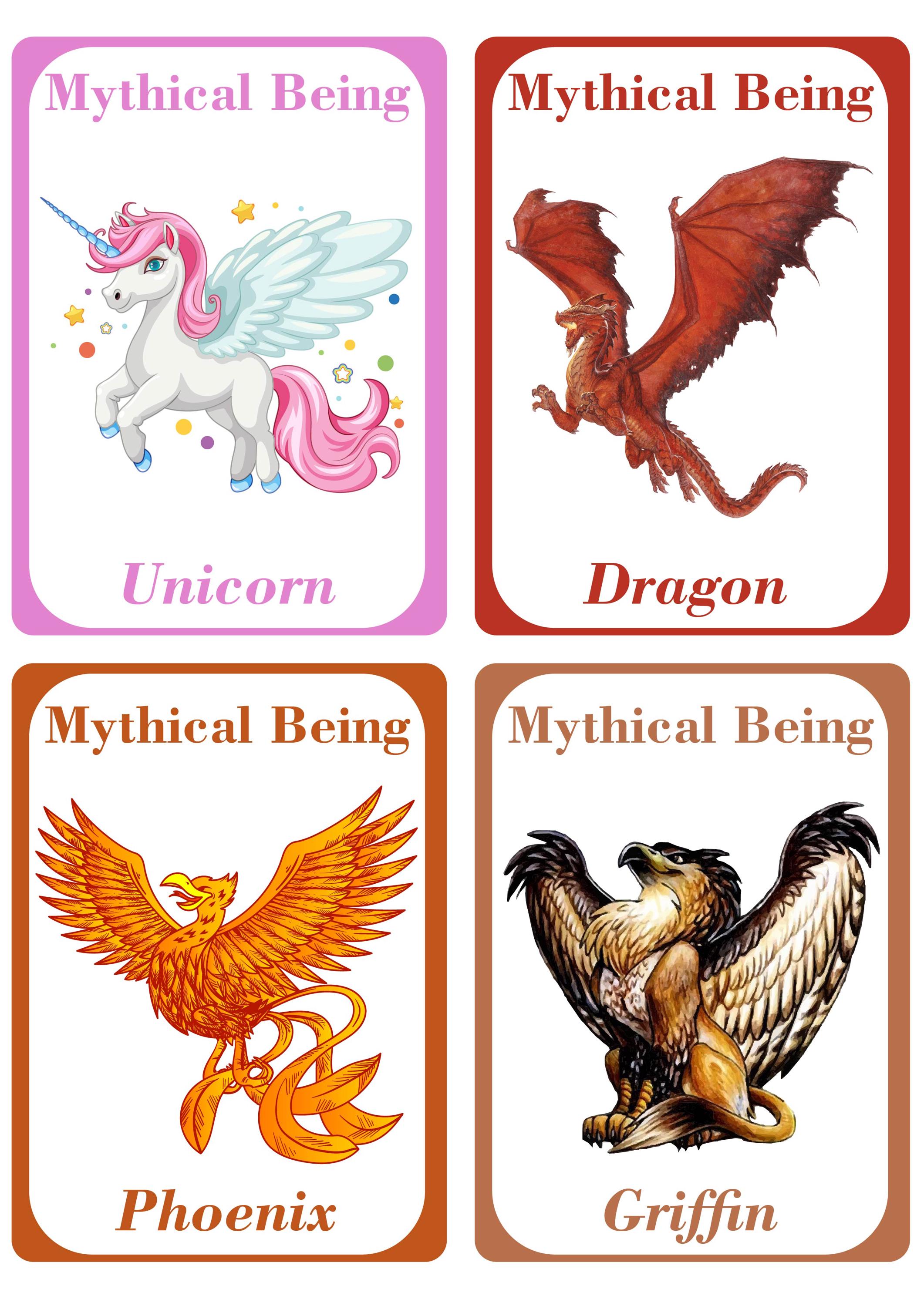 Magical Creatures Flash Cards for Kids | Mythical Being | PDF and JPG ...