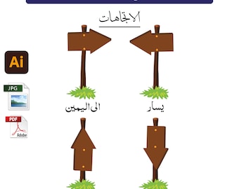 Montessori Kids Directions Poster, Arabic Educational Print (Digital Download)