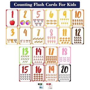 Cartes éclair pour enfants | Compter les cartes | Outil d'apprentissage éducatif | Reconnaissance numérique | Activité préscolaire et maternelle