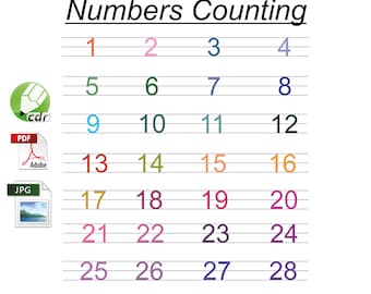 Counting Numbers Color Poster For Education Purposes For Kids Toddlers Printable PDF JPEG and Editable Coreldraw CDR File Numbers 01 to 30