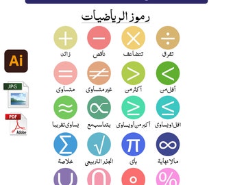 ملصق رمز الرياضيات للأطفال Wiskundige symbolen Arabische kinderposter