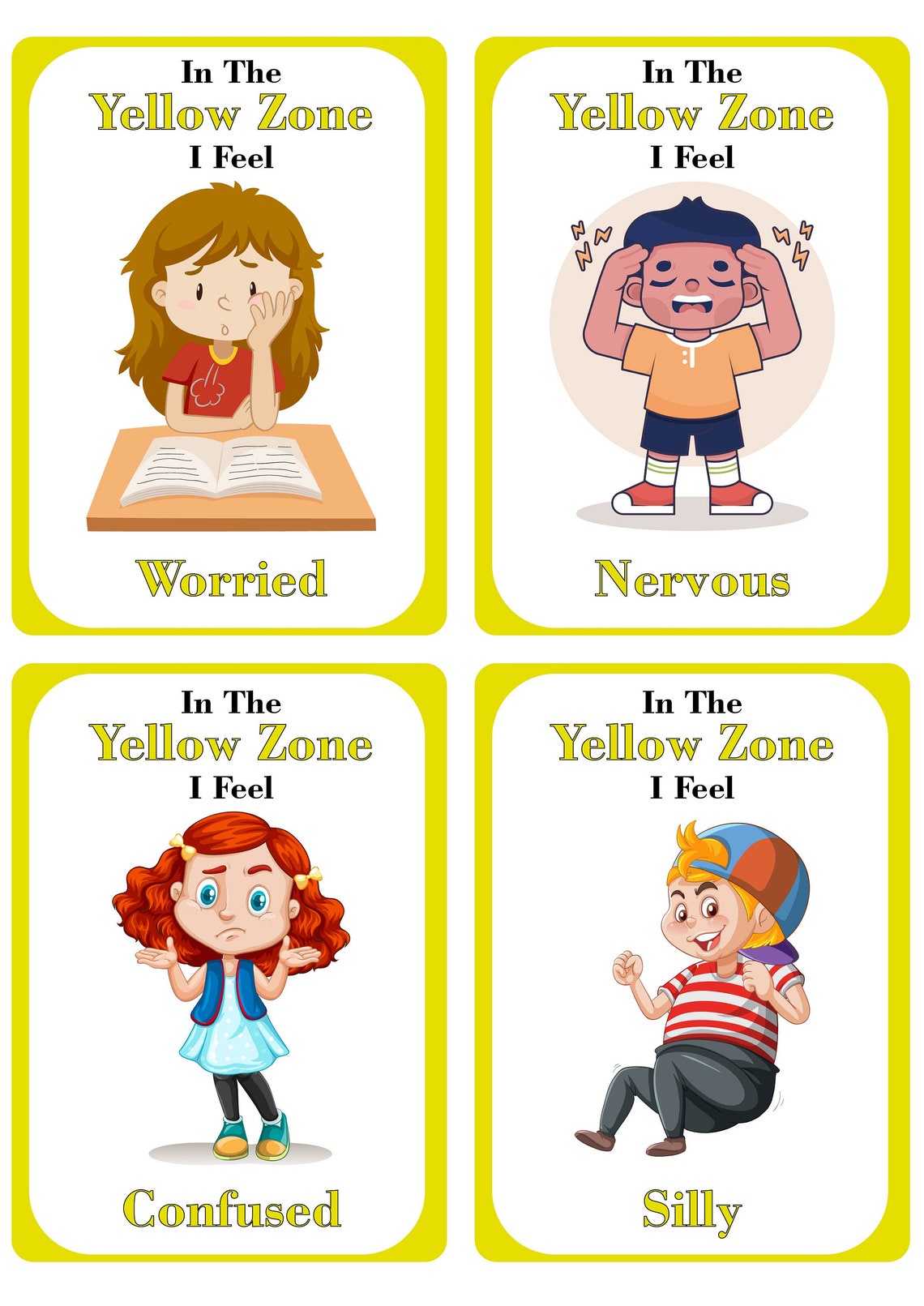 Zones of Regulation Flash Cards for Kids - Emotional Regulation ...
