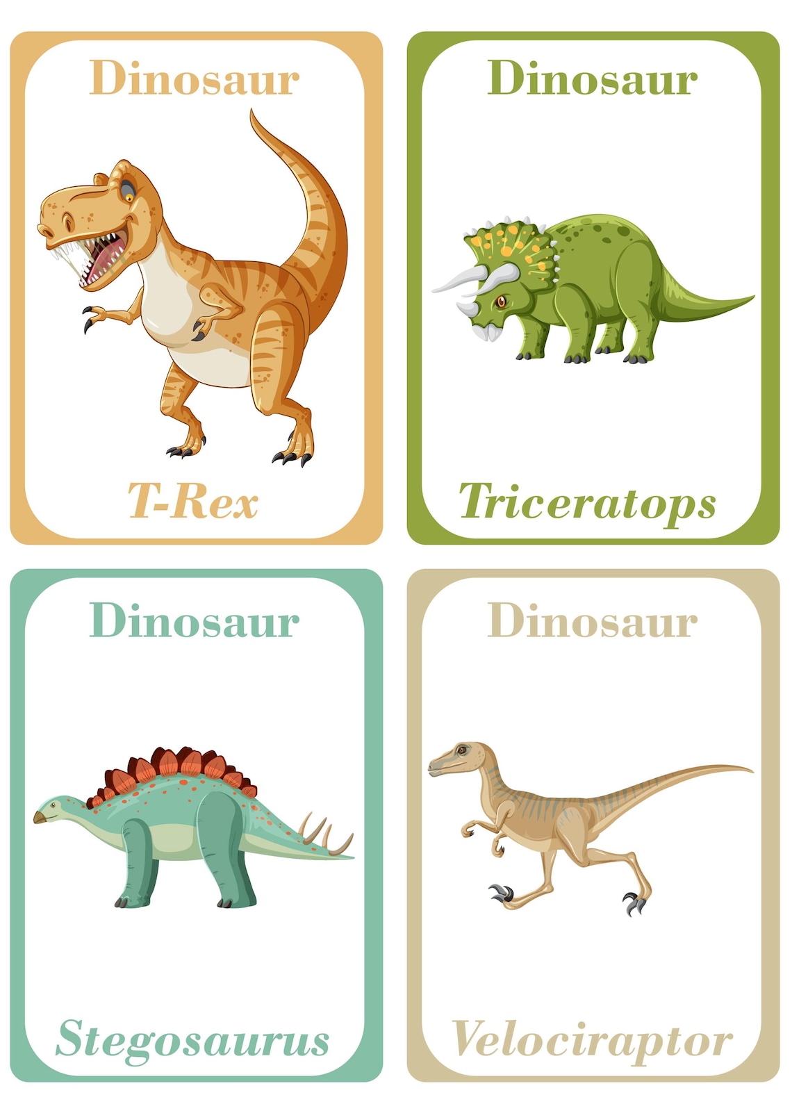 Dinosaur Flash Cards for Kids – Printable Learning Cards (PDF & JPG ...