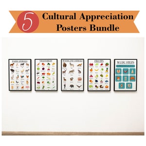 Kulturelle Wertschätzung Poster Bundle | Obst, Gemüse, Waldtiere, Bauernhoftiere, Wudu Schritte | Hochwertiges JPG & PDF
