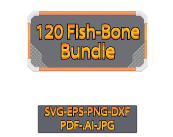 Fishbone SVG Bundle - Silhouettes, Logos, Clipart, Cut Files | EPS, PNG | Fish Spine Skeleton Illustration CriCut | Vector Transparent Files