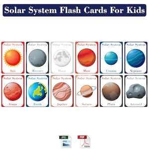 Cartes flash du système solaire pour enfants - Téléchargement PDF et JPG
