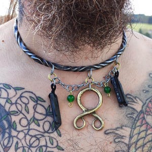 Torque forged in steel, troll cross and tourmaline