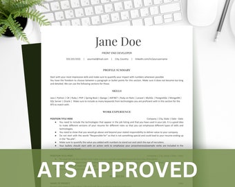 Minimalist ATS Friendly Tech Resume,Modern IT Resume for Developers, Resume Template Google Docs & Word