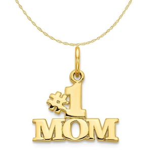 May include: Gold-tone necklace with a pendant that says "#1 MOM".