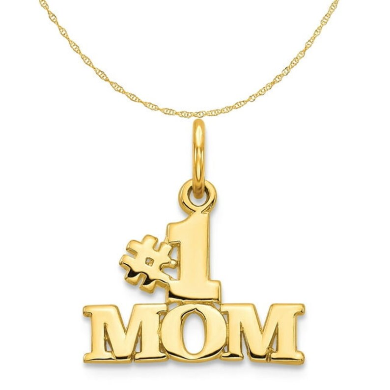 May include: Gold-tone necklace with a pendant that says "#1 MOM".