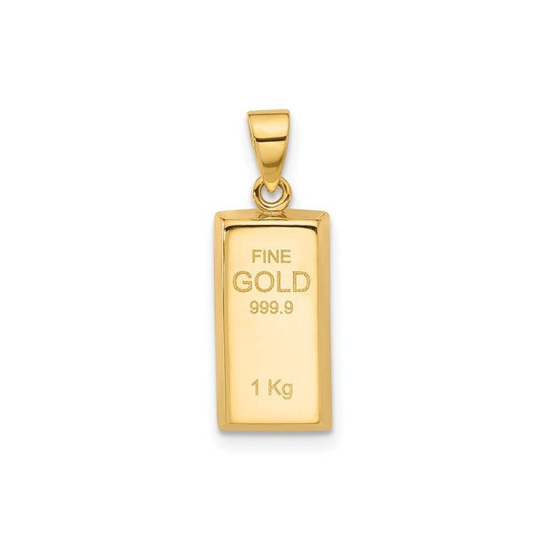 14K Yellow Gold Bar Pendant| 10K Gold Bullion Bar, Gold Brick Charm, Gold Bar Charm ,Gift for Her or Him.