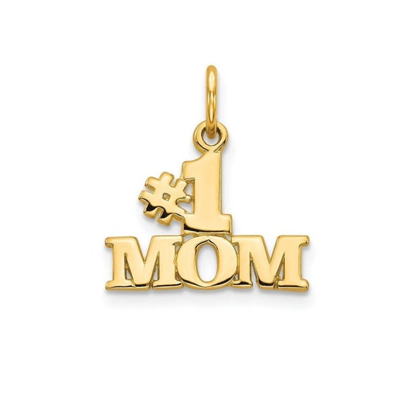 14K Pure Gold Pendant For Mom | Mother's Day Gift | Number One Mom Charm | Present For Mom | Gift For Mom