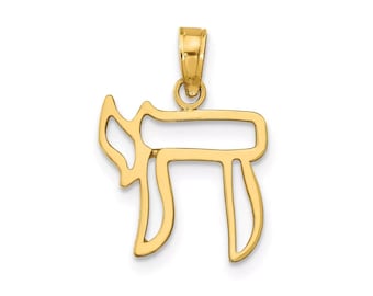 14K Gold Chai Anhänger | Chai Anhänger für Halskette, Jejuda Schmuck, Jüdischer Schmuck für Kinder, Israelischer Anhänger, Geschenk, Für sie