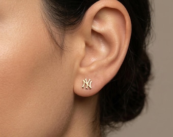 14K Gold NY Yanks Stud Earrings| Authentic Solid 14K Studs|New York Studs|Jewelry|Baseball|Cute Stud Earrings|Dainty|Birthday Gift Christmas