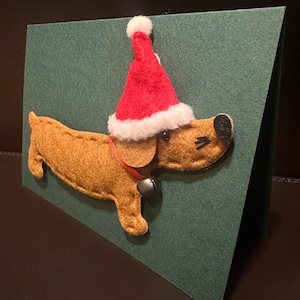 Cartão tátil de decoração de cachorro-salsicha de Natal