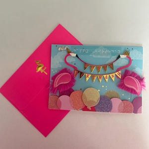 Cartão de Feliz Aniversário Flamingo UEB grau 1