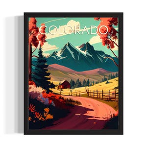 Colorado Vintage States Art Print, Living Room Wall Art Poster, Original Painting Artwork Decor