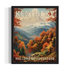 Kentucky Scenery States Art Print, Living Room Wall Art Poster, Original Painting Artwork Decor