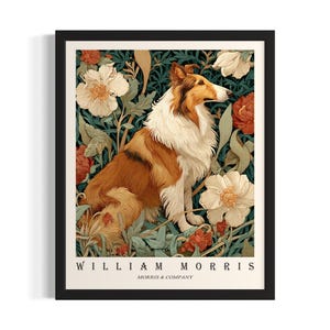 Collie William Morris Dogs Poster Art Print, Living Room Wall Art Poster, Original Painting Artwork Decor