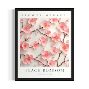 Peach Blossom Flower 3D Poster Art Print, Living Room Wall Art Poster, Original Painting Artwork Decor