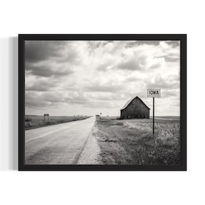 Iowa Vintage Black and White Park State Park States Art Print, Living Room Wall Art Poster, Original Painting Artwork Decor