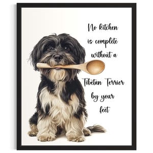 Tibetan Terrier Dog Kitchen Poster Art Print, Living Room Wall Art Poster, Original Painting Artwork Decor