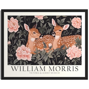 Deer William Morris Animals Poster Art Print, Living Room Wall Art Poster, Original Painting Artwork Decor