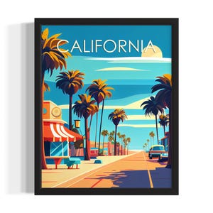 California P States Art Print, Living Room Wall Art Poster, Original Painting Artwork Decor