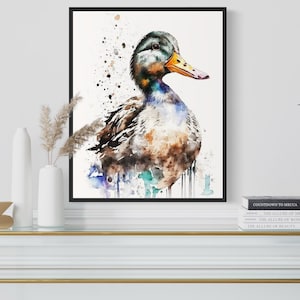 Duck Watercolor Art Print, Duck Painting Wall Art Decor, Original Artwork by Artist image 2