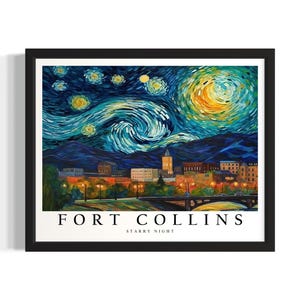 Colorado Fort Collins States Art Print, Living Room Wall Art Poster, Original Painting Artwork Decor