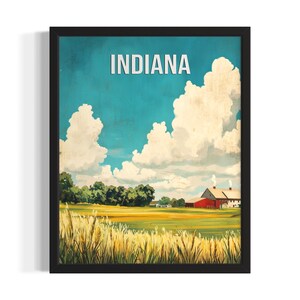 Indiana Farmlands State Park States Art Print, woonkamer muurkunstposter, origineel schilderij artwork decor