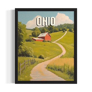 Ohio Summer States Poster Art Print, Living Room Wall Art Poster, Original Painting Artwork Decor