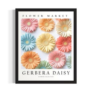 Gerbera Daisy Flower 3D Poster Art Print, Living Room Wall Art Poster, Original Painting Artwork Decor