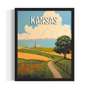 Kansas Spring States Art Print, Living Room Wall Art Poster, Original Painting Artwork Decor