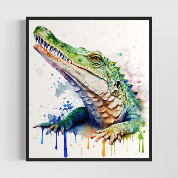 Alligator Eating Fish Art Print
