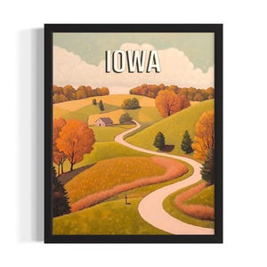 lowa Autumn State Park States Art Print, woonkamer muurkunstposter, origineel schilderij artwork decor