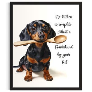 Dachshund Dog Kitchen Poster Art Print, Living Room Wall Art Poster, Original Painting Artwork Decor