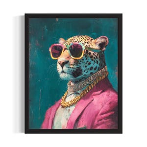 Jaguar Animal Poster Art Print, Living Room Wall Art Poster, Original Painting Artwork Decor