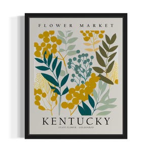 Kentucky Flower Market States Art Print, Living Room Wall Art Poster, Original Painting Artwork Decor