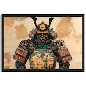 Samurai Armor Japanese Poster Art Print, Living Room Wall Art Poster, Original Painting Artwork Decor