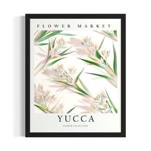 Yucca Flower 3D Poster Art Print, Living Room Wall Art Poster, Original Painting Artwork Decor